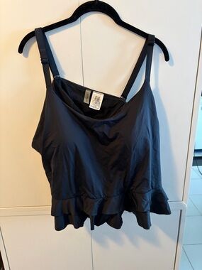 Addition Elle Black Ruffle Hem One-Piece Swimsuit OA